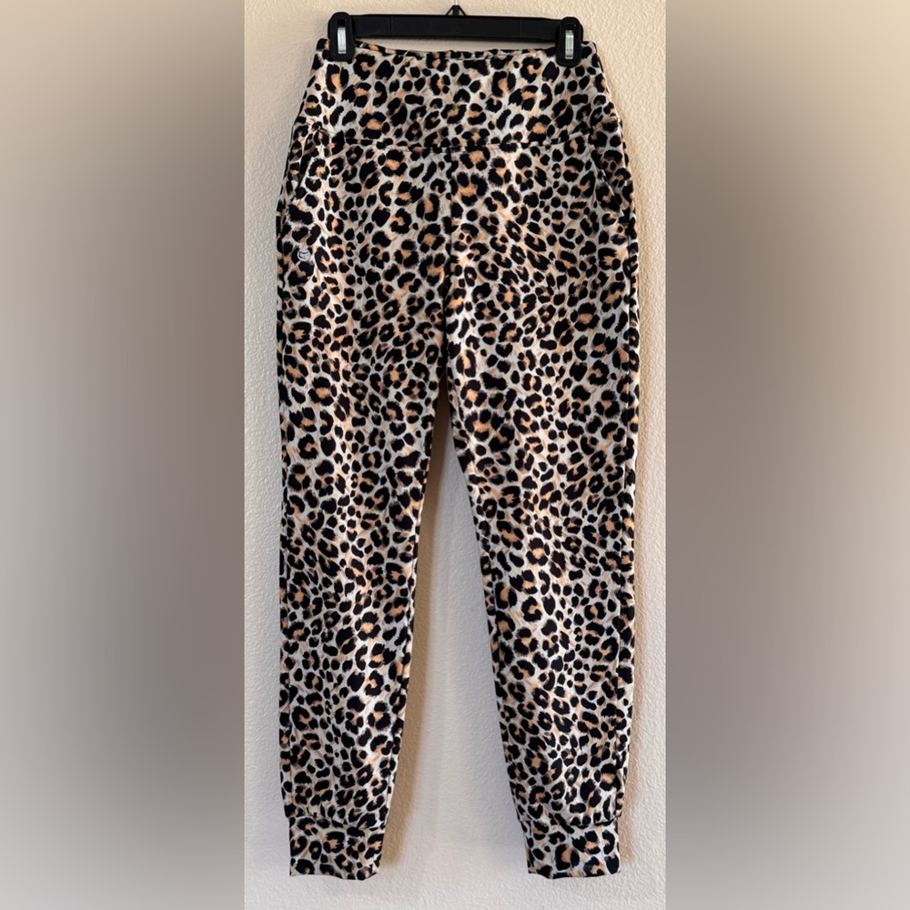 G GRADUAL Fleece Lined Joggers - Leopard Print Water Resistant Sz S